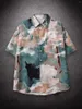 Men's Casual Shirts Sycpman Retro Hiphop Print Short Sleeve Shirt Men Loose For Summer Hawaiian Clothing Streetwear