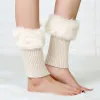 Femmes pour legher Winter Automne Lady Crochet Tricoted Trip-Over Fur Trim Trip Boat Choches épais Cuffs de coffre