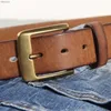 Gürtel Vintage Luxus handgefertigtes Lederkupferschnalle Gürtel Cinturon Gotico Cowhide Retro All-Match lässig Jeans Softgürtel ABCL240409