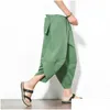 Pantaloni maschili in cotone largo harem uomini 2023 donne estive giapponesi vintage a strisce hip hop più dimensioni larghe pantalon 230710 consegna goccia dh2b8