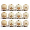 20pcs / lot 20 mm perles en bois naturel Couronne Star Heart Souling Face Perles en bois pour les bijoux Making DIY Bracelet Collier