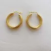 Boucles d'oreilles de cerceau 18k Jaune Femmes AU750 Round