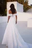 Designer Off Shoulder Mermaid Wedding Dresses with Sexy Side Split White Modern Satin Ruched Bridal Gowns Boho Garden Beach Women Bride Formal Robes de Mariee CL3474