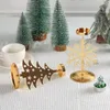 Candele Santa Claus Snowflake Christmas Candlestick Ornament Gift Hold Desktop Gold Porta per la decorazione da tavolo di Natale