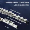 Beginner C Flute with 16 Closed Hole Keys - Perfect for Kids and Students - Includes Cleaning Kit, Case, Stand, Joint Grease, Tuning Rod, Gloves - Nickel/Gold Finish