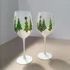 Verres à vin 2pcs créatifs de Noël arbre peint à la main Crystal Verre rouge européen gobelet cup fête à la maison cadeaux