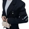 24SS FW女性デザイナージャケットフォーマルブルーザーブルーソンシングルブレストレター刺繍デザイナーコートガールズミラノランウェイデザイナートップロングスリーブアウトウェアスーツ