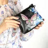 Bolsa de pintura de diamante colorida feminino Butterfly Maquiagem bolsa de armazenamento em casa Bolsa de pulso Carteira de zíper novo presente artesanal