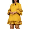Sukienki swobodne Afrykańskie łuk sinvedge midi dla kobiet w rozmiarze wieczorna szata wysoka w talii sukienka Linia Autumn Fashion Urodziny 2024