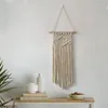 Tapisseries macrame hängande planter korg trä hyllor bohemisk stil 1/2 lager rack vägg tapestry hem rumsdekor