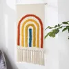 Tapissries Bohemian Vintage Esthetic Tassels Handgjorda väggar hängande tapestry för vardagsrum Bomullsvävd Bakgrund Tygkonstdekoration