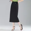 Jupes Femmes High Waited Slim Fit Bodycon Black Jupe 2024 Spring Office Lady Vintage Elegant Split Casual Work Long 93177