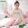 ARRIVAZIONE ABBILITÀ CASA 2024 DONNE INVERNA PARJAMA FANNELLA CALDA ASSEDENZE PIJIMA MUJER PAJER PAJAMA PAJAMA SET FEMMEL CASA CASATURA COMPLE ABILE Sleep abbigliamento