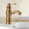 Bathroom Sink Faucets Vintage Retro Antique Brass Single Lever Handle One Hole Vessel Faucet Mixer Water Taps Aan005