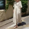 Sukienki swobodne letnia damska sukienka w dużych rozmiarach V Szyja Koszulka z krótkim rękawem Bawełniany bieliznę odchudzającą na kolanie