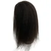 16 inches Brazilian Virgin Human Hair Natural Color Kinky Straight Medical Full PU Wigs for Black Woman