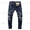 Men's Jeans Italian Style Fashion Men Jeans Retro Dark Blue Elastic Slim Fit Ripped Jeans Men Strtwear Vintage Designer Denim Pants Hombre T240409