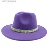 Breda grimhattar hink hattar borrband fedoras hatt kvinnor män hat naturlig färg unisex mode kyrka panama hatt ull fedoras jazz cap brim grossist y240409