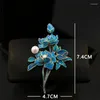 Broches 1878 Estilo nacional clássico Blue fosco Broche de flores Broche mulheres chinesas Cheongsam Corso vintage Terno de esmalte jóias de pinos