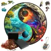 Pretty TAICHI Shape Wooden Jigsaw Puzzles For Kids Adults Colorful Animal Brain Game Interesting Board Set Children Toys