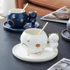 Mugs Cartoon Cute Bear Ceramic Coffee Cup And Plate Nutritional Breakfast Milk Mug Wholesale