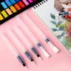 3/6Pcs Water Paint Brush Set Refillable Water Brush Pen Fine Flat Nib for Watercolor Blending Artist Beginner Supply