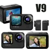 Cameras V9 Action Camera 4K 60FPS WiFi Antishake Underwater Camera Dual Screen Waterproof Sport Camera Drive Recorder Photography Cam