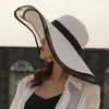 HT2504 Sun Hat Summer Antiuv Lady Wide Brim Women Solid Plain Floppy Straw Hats For Female Mesh Beach HAT240409