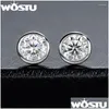 Серьги -грибы Wostu Sparkling Zigron для женщин 925 стерлингов стерлинговый евро классический круглый разрез Cz Party Sdis