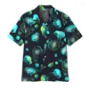 Chemises décontractées pour hommes Fashion T-shirts d'été Hawaiian Jellyfish 3D Imprimé confortable avec bouton à manches courtes surdimensionnées surdimensionnées