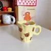 Tazas Nordic Cartoon Bear Ceramic Coffee Coffee Milk Té Té Drinkware Desayuno de porcelana Vintage Pareja Regalos Taza linda