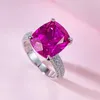 Cluster Rings Classic Ruby Diamond Ring Real 925 Серебряное обручальное кольцо для женщин для женщин