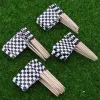 24/48pcs Racing Flag Toothpicks Checkered Flag Picks Appetizer Toothpicks Fruit Sticks for Cocktail Party - Black and White