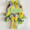 Decorative Flowers Spring Wreaths Artificial Flower Bow Eucalyptus Welcome Door Sign Festival Summer Fall Garland Farmhouse