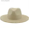 Brede rand hoeden emmer hoeden klassieke massief kwastje natuurlijke panama zacht gevormde stro hoed zomer vrouwen/mannen wijd riem strand zon cap bescherming bescherming fedora hoed y240409