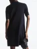 Party Dresses Simple Casual Sticked Mini Dress for Women Turn-Down Collar Kortärmade damer Knitwear Robes 2024