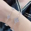 FEERIE VAN BRACELET FOURF LEAF GRASS FIVE FLOWER BRACELET PURE SILVER PLATED 18K GOLD FULL DIAMOND NECKLACE COLLAR COLLAR CHAIN