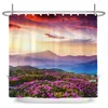 シャワーカーテン紫色のラベンダー自然景色防水ポリエステルカーテンバスタブバスルームスクリーンの家の装飾壁布