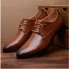 Laarzen 2019 Hot Sell Mens lederen schoenen herenjurk schoenen Brits stijl veter op puntige teen low top flats 2 kleuren grote size jkm8