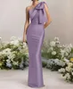 Elegant Sheath Evening Birthday Dress 2024 One Shoulder Bow Satin Formal Prom Party Gown Robe De Soiree