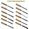 12st Wood Chisel Tool Set Woodworking Chisels Wood Carving Tools Trimning Down Woodworking Lathe Gouges Tools Nybörjare