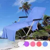 Stol täcker lounge strandhandduk täcker mikrofiber pool med fickor utomhus poolen stor ficka
