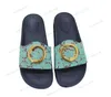 EUR 48 MAN SLIDES Dames Blondie Summer Slipper Liefhebber paar G Slides Slippers Desnippers Designer Red Green Striped Sandals Flat Heel Leather Casual Comfort Flip Flop