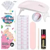 4st/set lutning Semi-Cured Gel Nail Sticker Set Manicure Nail Gel Wraps With 6W UV Lamp Inget torkat toppbeläggningssats långvarig nagel