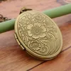 Pendant Necklaces Engraved Flower Pattern Locket Necklace Oval Clavicle Chain Po Box Jewelry Gift For Women Girl Teen