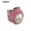 WT-MPR066 WKT Gothic Style Baroque Pearl Rhinestoned 18K Gold Plated Good Quality Women Party Ring Accessories 240403