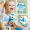 Baby Penguin Roly Poly Toys for 0-18M Infant Tummy Time Tumbler Wobbler Toy Bell Blink Eyes Newborn Rattles Silicone Teether