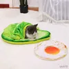 Cat Beds Furniture Cat Bed Removable Design Dog Kennel Pet Toast Bread Cat Dog Mats Durable Soft Toast Bread and Poached Eggs Pizza Mats Dropship