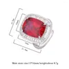 Clusterringen 2024 Vintage 12 16mm Ruby Sapphire Emerald Ring For Women Gemstone Lab Diamond Party Fine Jewelry Accessoires Bithday Cadeau