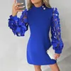 Casual Dresses Women'S Fashionable Round Neck Lace Long Sleeve Hip-Hugging Waist Dress Fashion And Simple Jumpsuits 2024 Printed Ju